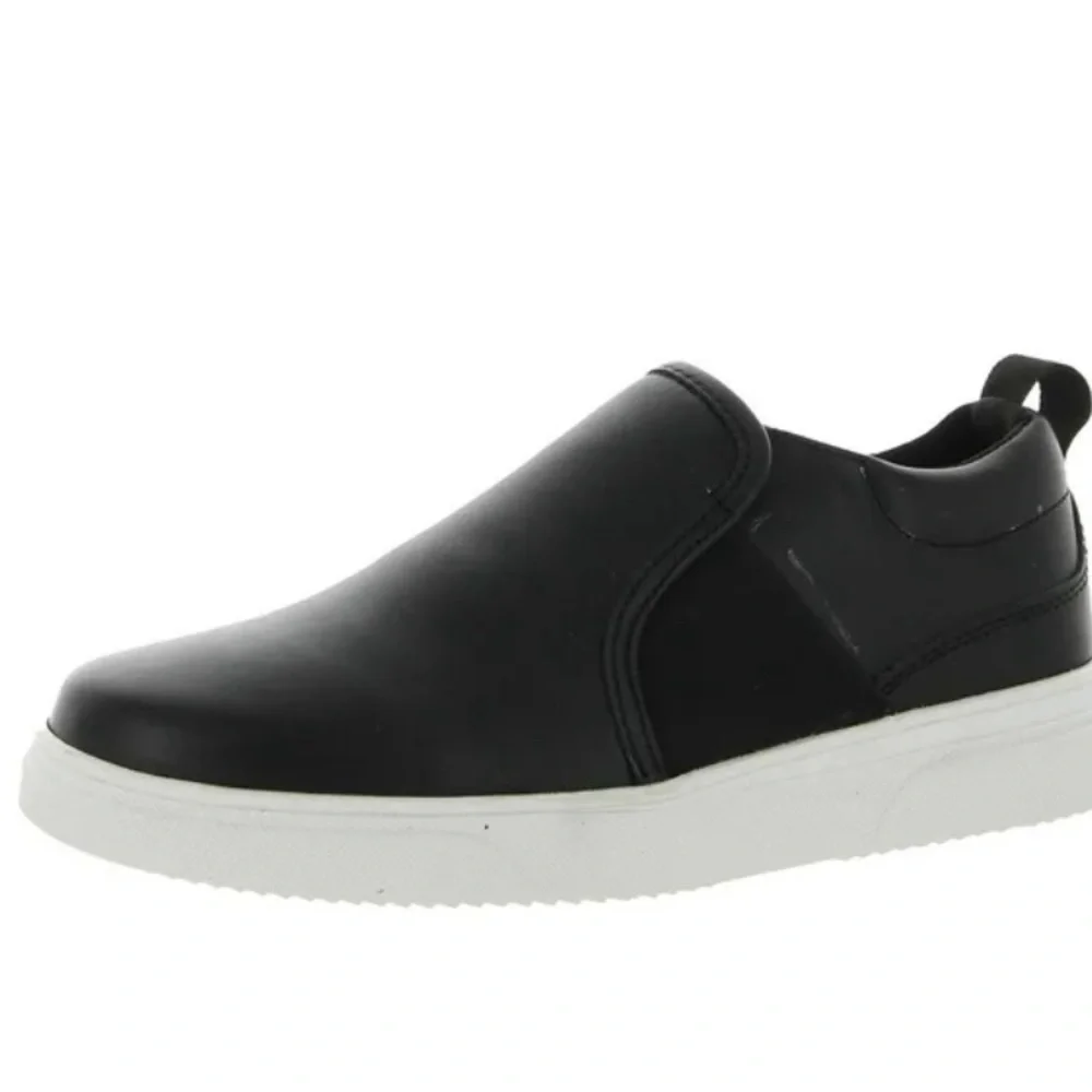 Steve Madden Boys Black Slip-On Sneakers with White Sole